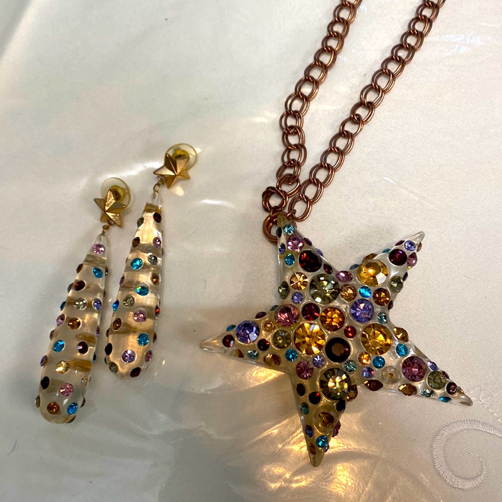 Betsey Johnson vintage star necklace and earrings